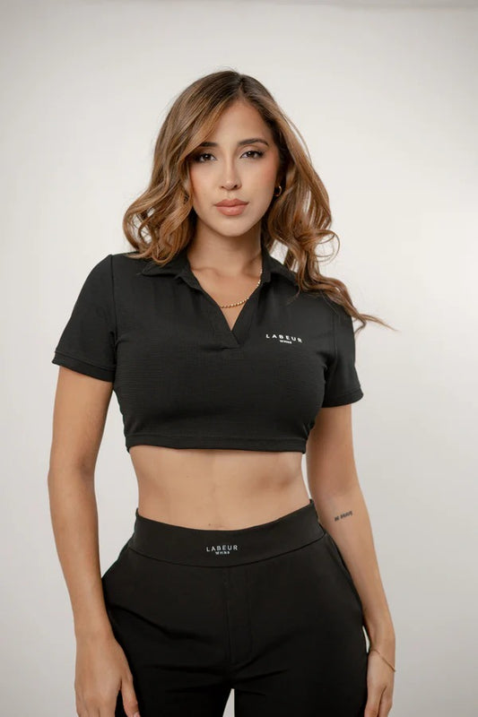 POLO CROP TOP LABEUR MONTECARLO BLACK