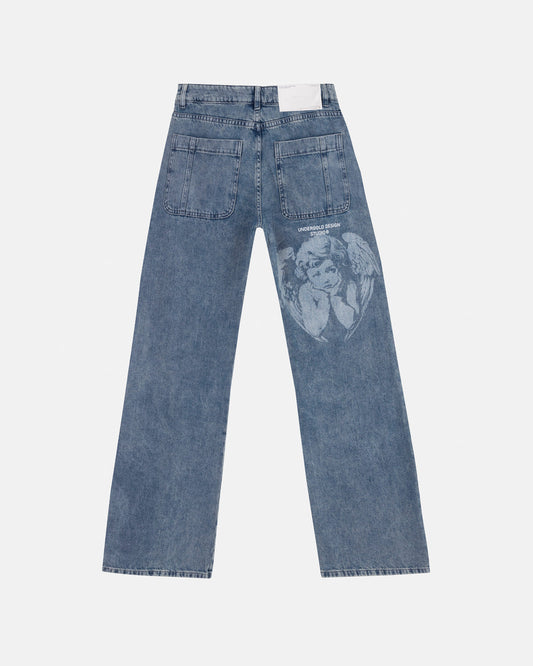 JEAN UNDERGOLD BASICS UNGD WIDE JEAN (WASHED BLUE)