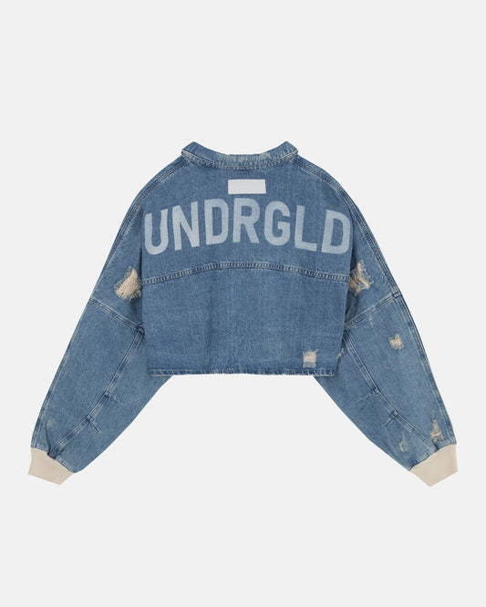 CHAQUETA BASICS UNDGLD CROPPED WASHED BLUE