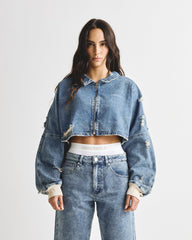 CHAQUETA BASICS UNDGLD CROPPED WASHED BLUE