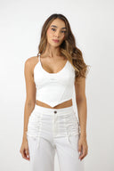 CROP TOP LABEUR NACRE MARFIL
