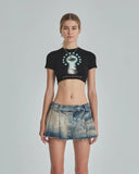 CROP TOP UNDERGOLD REVELATION STELLAR BABY TEE 34793 BLACK