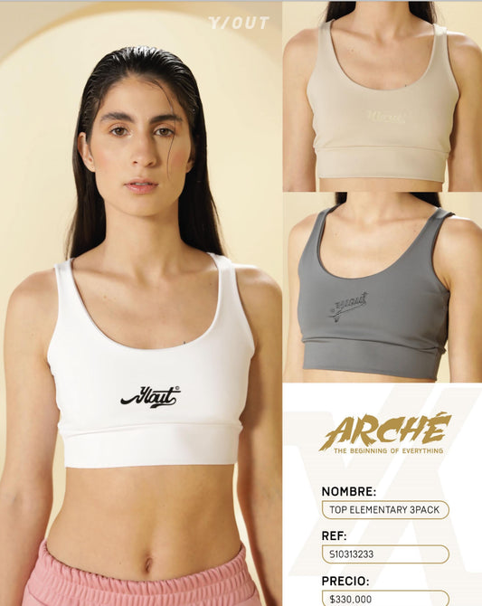 3 PACK Y/OUT MUJER CROP TOP S10313233