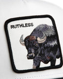 GORRA GOORIN TRUCKER 101-2963 RUTHLESS WHITE VICERA NEGRA