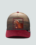 GORRA GOORIN TRUCKER GAMBLER 101 2698 VISERA VINOTINTO PAISAJE CABALLO COBRE 1.jpg