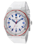 RELOJ TM-416066 BLANCO-PLATEADO-BORDE ROJO