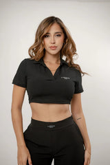 POLO CROP TOP LABEUR MONTECARLO BLACK