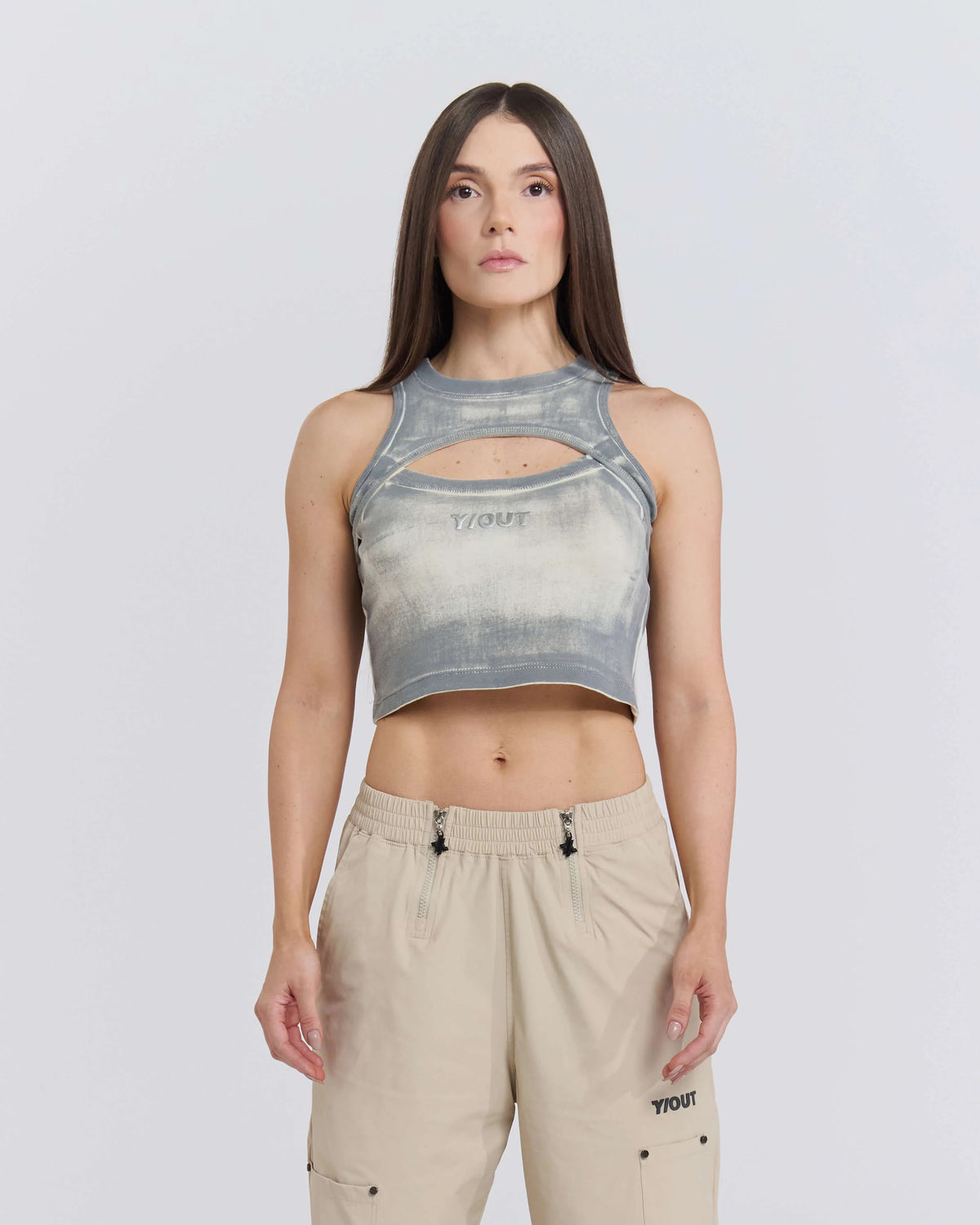CROP TOP Y/OUT HUB GRIS CLARO