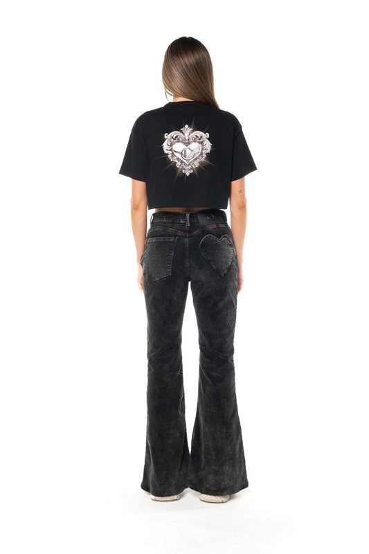 CROP TOP CLEMONT RISTORO NEGRO
