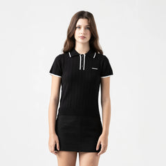 POLO CROP TOP MONASTERY WOMEN SINNIA KNITTED BLACK