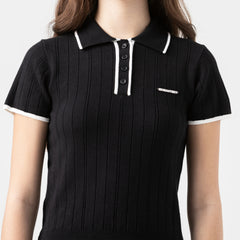 POLO CROP TOP MONASTERY WOMEN SINNIA KNITTED BLACK