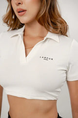 POLO CROP TOP LABEUR MONTECARLO MARFIL